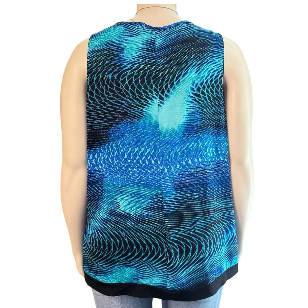 Vintage Fashion Bug  Tank Top Size 3X in Teal Blue and Black - Picture 4 of 8